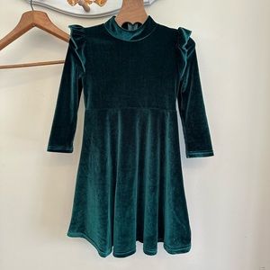 Girls Ivy City green velvet dress